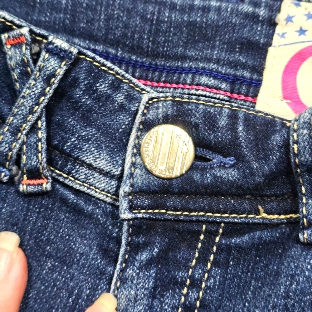 C‑SEVENTEEN ✦ Embroidered Straight‑Leg Jeans ✦ Blue Wash Low‑Rise Stretch Denim - Picture 8 of 14